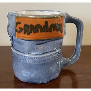 Hand Painted Ceramic Jean Pocket Grandma Coffee Mug Tea Cup Gift Signed C Lee 79